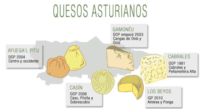 información de los quesos Asturianos